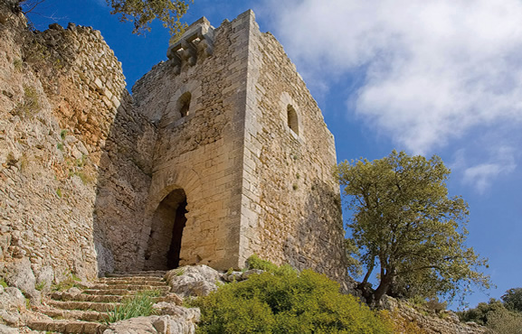 Les murades del castell d'Alaró, de propietat estatal, en estat de degradació.
